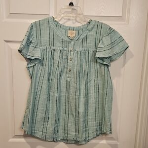 St. John's Bay Light Blue Striped Top